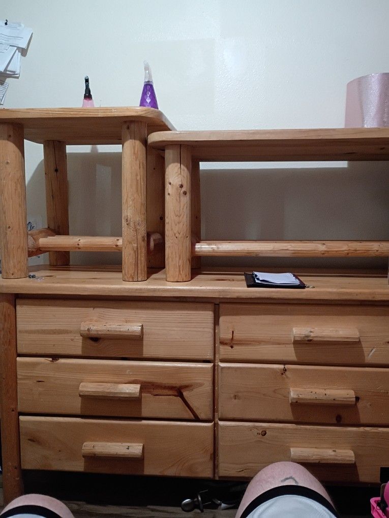 Log Cabin Dresser And Coffee Table And End Tables