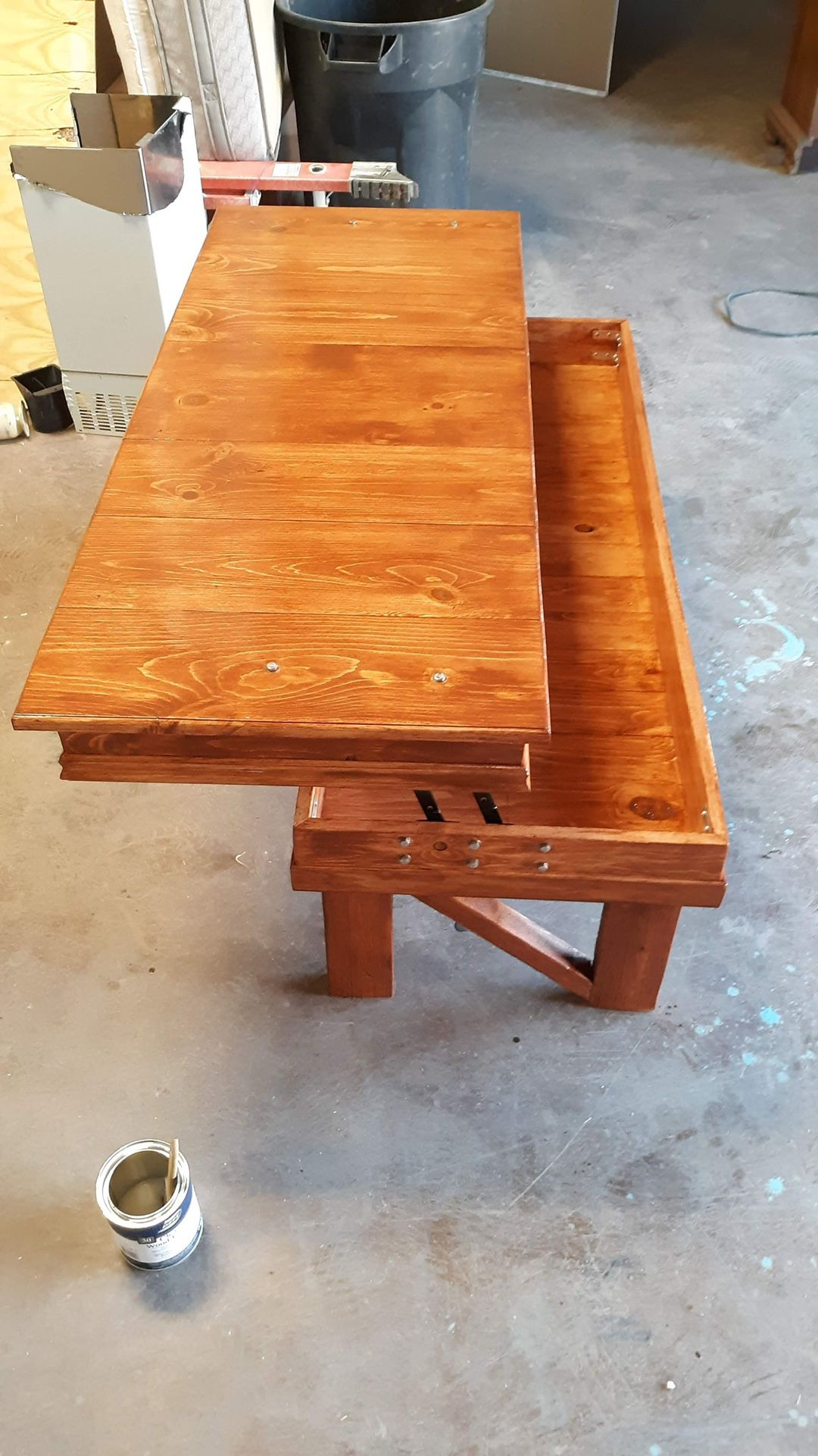 Custom Coffee Table All Pine With Epoxy And Cherry Oak Stain 400$