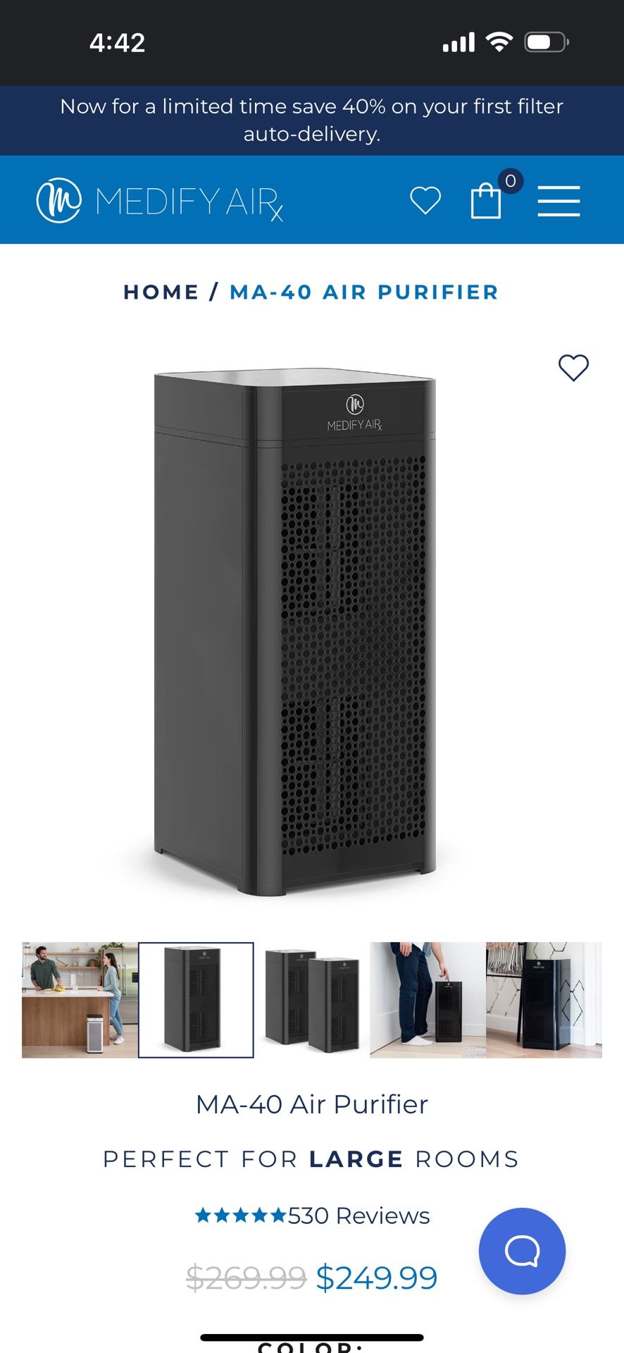 Medify MA-40 UV Light Air Purifier with True HEPA H14 Filter