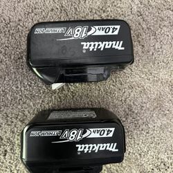 2 Makita 18v 4Ah  Batteries New 