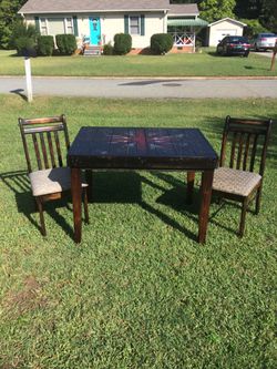 British flag hand painted table with 2 chairs