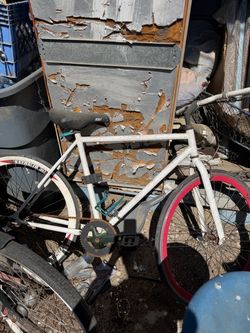White Single Speed Bike with Red Rims