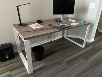 Modern 67” Office Desk with White Metal Frame