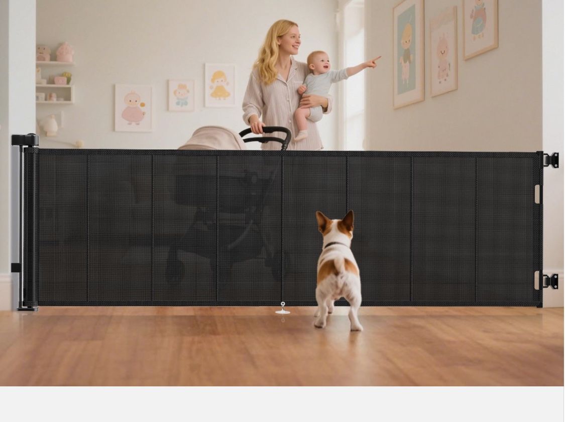 Retractable baby /dog Safety gates 120 inches wide 10 ft r