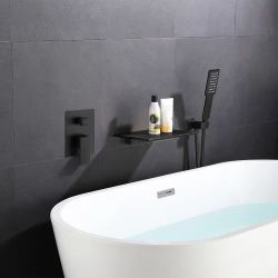 1 Handle Bathroom Bath Shower Mixer with Diverter black   