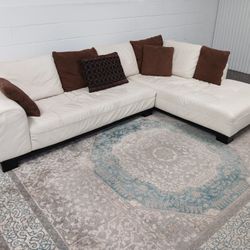 Z-Gallerie White Leather Chaise Sectional 