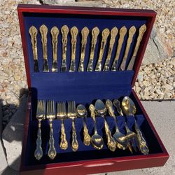 International Gold Colored Stainless Silverware Set 