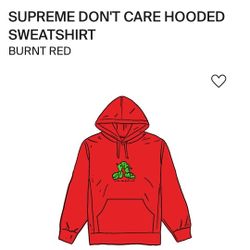 Supreme I Don't Care Hooded Sweatshirt Red Size Medium 
