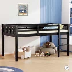 Twin Low Loft Bed Frame for Little Kids
