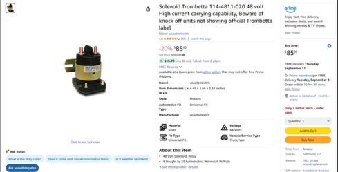 Trombetta 114-4811-020 48V Solenoid