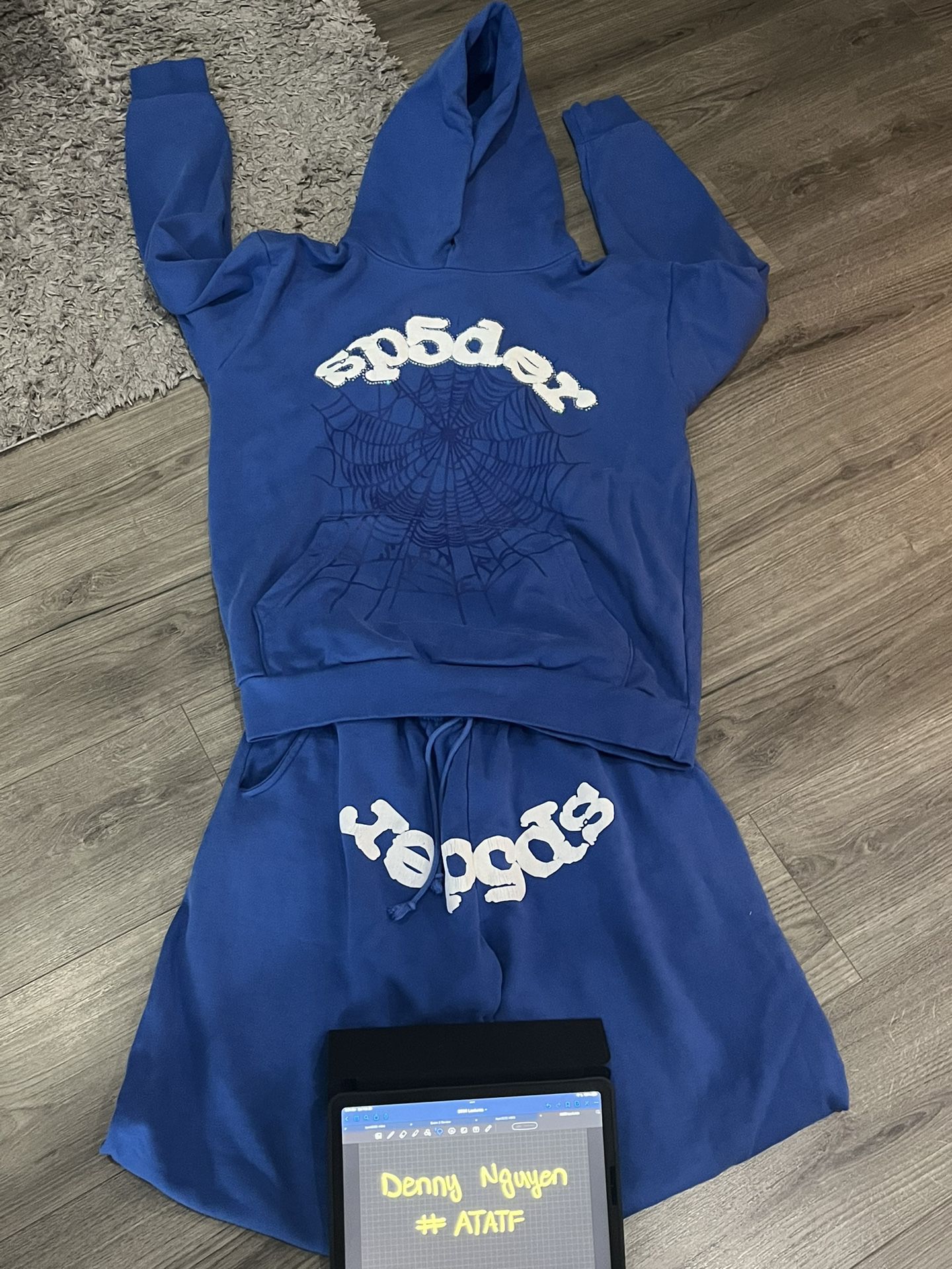 Blue Sp5der Hoodie & Pants (Spider Worldwide) LARGE for Sale in