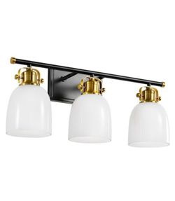 Bathroom Vanity Light Over Mirror 3-Light Black and Gold