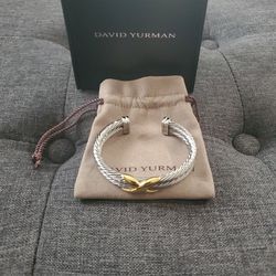 David Yurman 14k 925 Sterling Silver X Cable Bracelet 