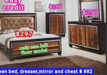 Brand new queen size bed frame dresser mirror nightstand chest also available add mattress new furniture J01