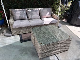 Outdoor sofa and coffee table