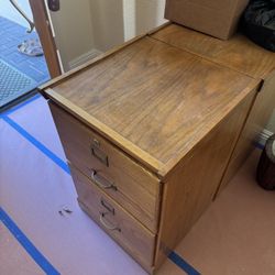 Oak File Cabinet with Lock and Key