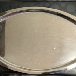 Chrome Serving Tray Brass Handles 