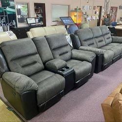 Earhart Slate Living Room Set ⚡⚡ Sofa And Loveseat 🌛 Finance Available 