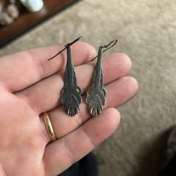 925 Silver Vintage Feather Earrings 