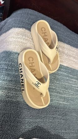 Sleek Chanel Slides – Cream