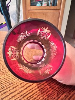 Vintage Bohemian Ruby Red Cut-to-Clear Crystal Tumbler Glass