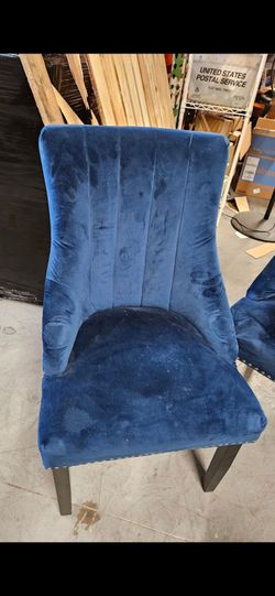 6 Blue Velvet Dining Room Table Chairs
