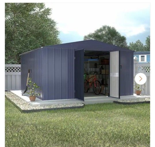 10 ft. W x 12 ft. D Outdoor Metal Storage Shed in Gray (120 sq. ft.)