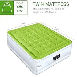Twin Size Air Mattress with Built in Pump Raised Single Inflatable Bed Blow up Mattressith Camping Airbed 18 Inch Tall