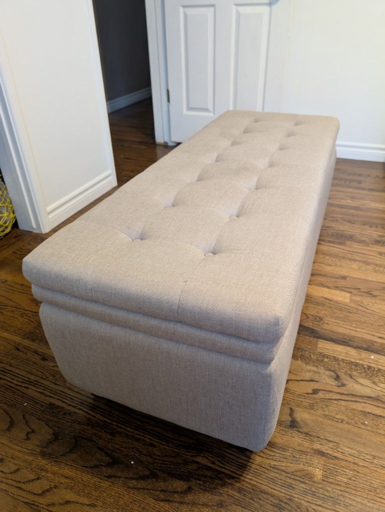 Beige Storage Ottoman