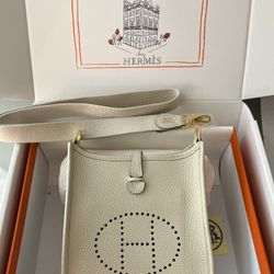 100% Authentic Hermes Mini Evelyn TPM 16 In New White