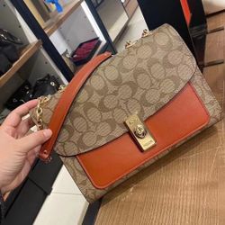 NWT C7513 NWT Coach Lane Shoulder Bag In Blocked/Colorblock Signature Canvas IM/KHAKI/terracotta