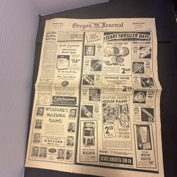 Original Oregon Journal newspaper from Portland, Oregon, dated Wednesday, June 18, 1941.