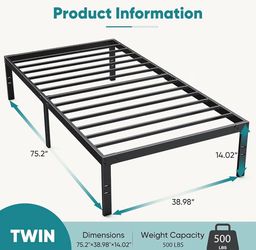 Twin bed frame and mattress