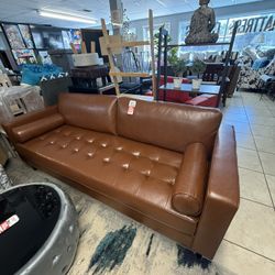 Brand New Faux Leather Brown Sofa 