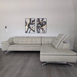 Saporini Beige Italian Leather Sectional - Free Local Delivery