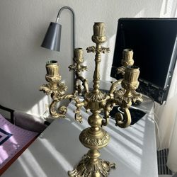 19th Century  France Baroque Style Brass Brevetto Candelabra