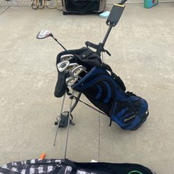 Golf Bag , Clubs And Cart 