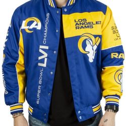 Los Angeles Rams JH Design Super Bowl LVI Champions Poly Twill  Embroided Jacket