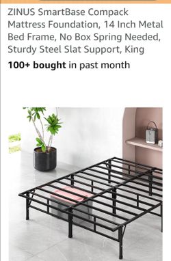King size SmartBase Compack Mattre, 14 Inch Metal Bed frame