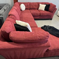 Free Delivery* XL Red Sectional Sofa Deep Steam Cleaned