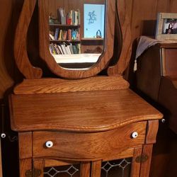 Cabinet With Mirror And Matching Nightstand