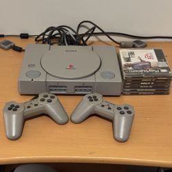 Sony PlayStation 1 PS1 Console Bundle 2 Controllers 6 Games Tested Working