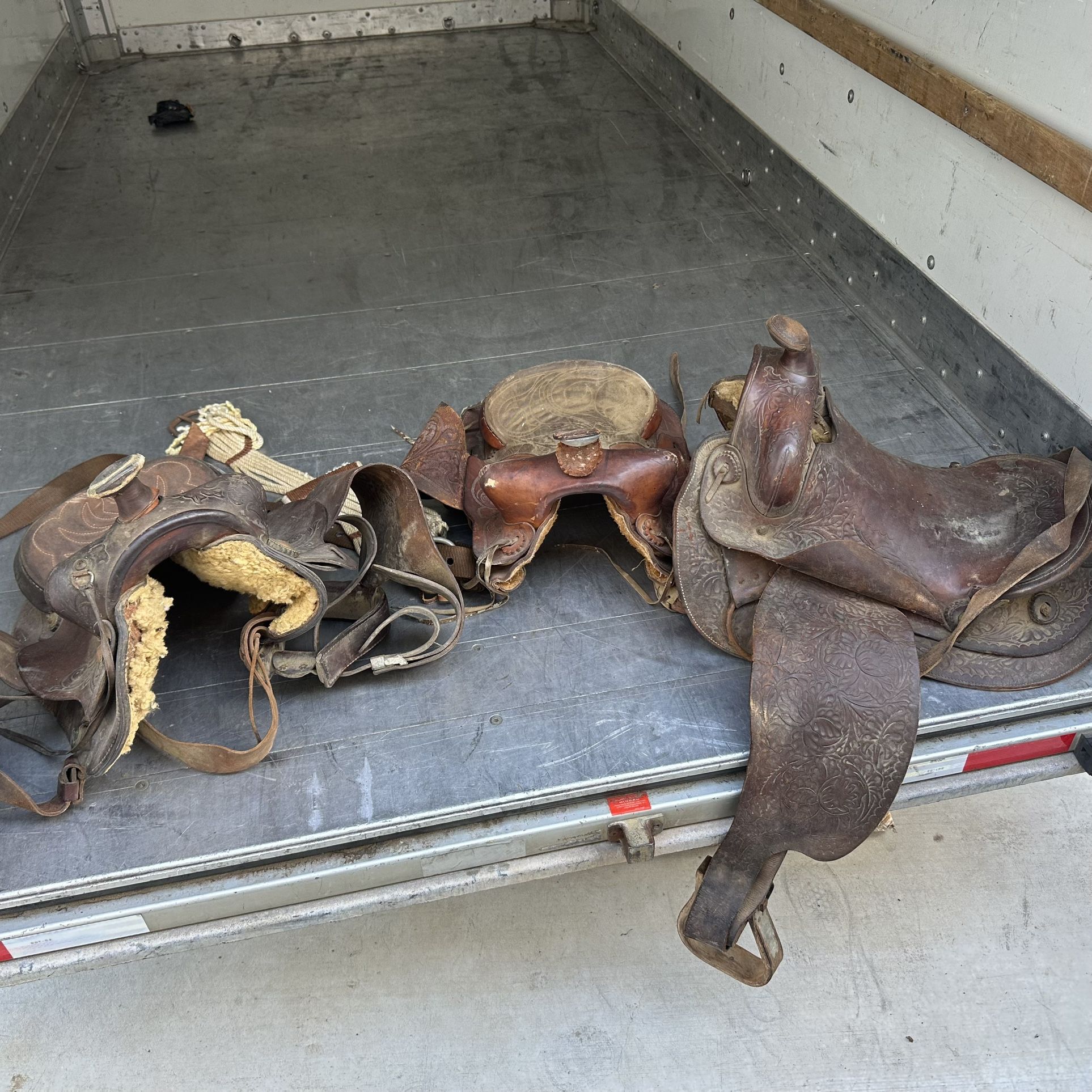 Lot Of 3 Vintage Leather Horse Riding Saddle Saddles