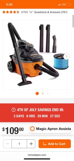 Rigid 4 gallon Vacuum