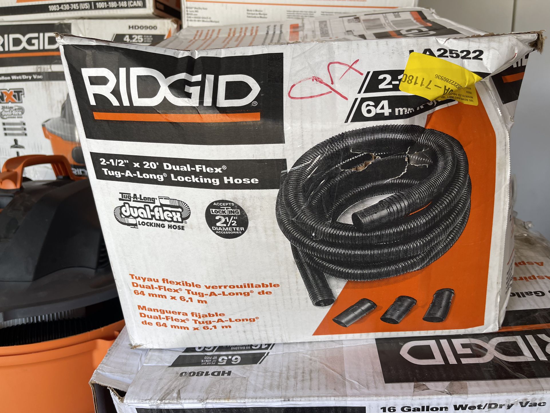 Ridgid 2-1/2 in. x 7 ft. Dual-Flex Tug-A-Long Locking Vacuum Hose for Wet/Dry Shop Vacuums