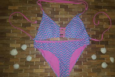 Printed Pink & Blue Zig Zag Bikini