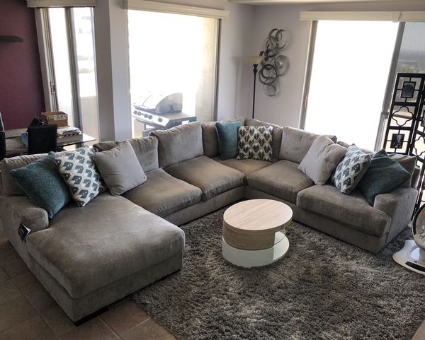 Ashley Furniture Bardarson 4 Piece Silver Grey Sectional Sofa for Sale