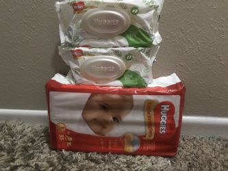 Huggies diapers size 1 little snugglers with 2 packs of wipes