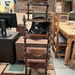Vintage FRENCH VICTORIAN CHERRY WOOD 6 SHELVES  ORNATE ETAGERE shelf curio
