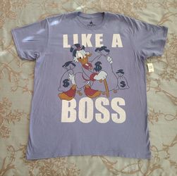 Disney Parks Scrooge McDuck Like A Boss Blue Graphic Tee Shirt Men XL
